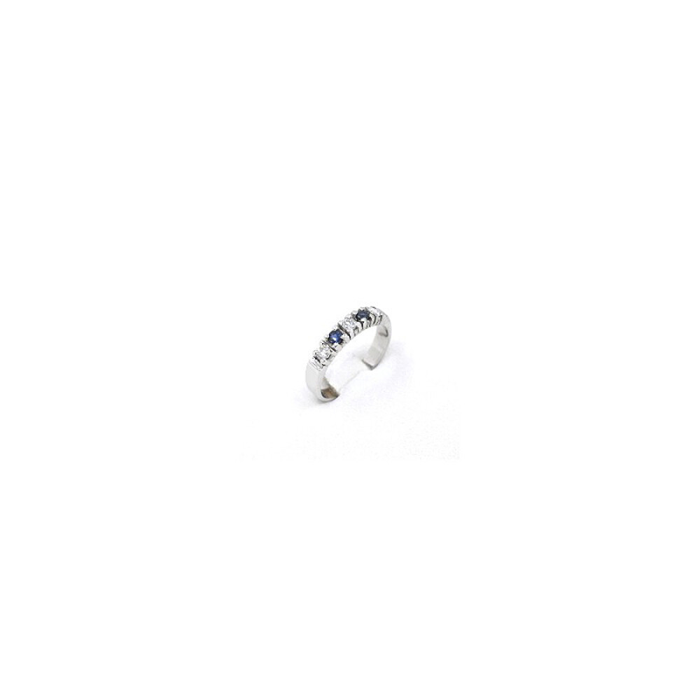 Anillo En Oro Blanco 18K, Brillantes Y Zafiros Anillo En Oro Blanco 18K, Brillantes Y Zafiros