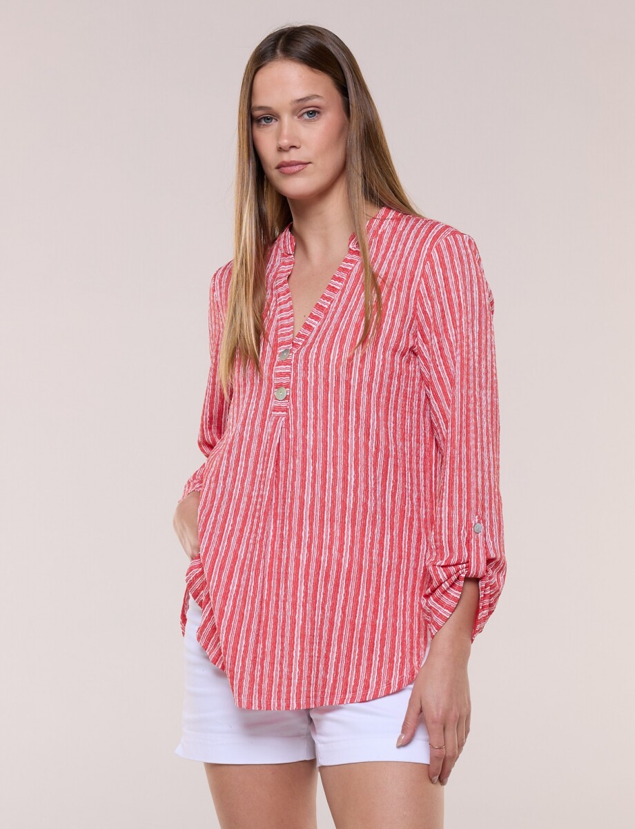 Blusa Holgada Con Textura - Rojo 