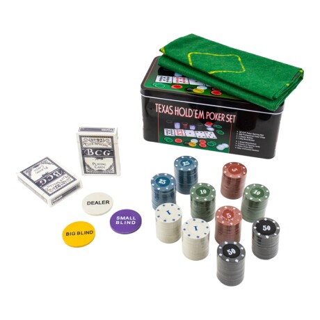 Set De Poker 200 Fichas 2 Mazos Paño Incluido Sc
