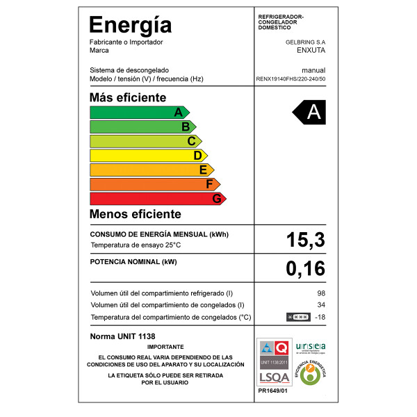 Heladera Enxuta Renx16180fhs 177 Lts HELADERA ENXUTA RENX16180FHS GRIS