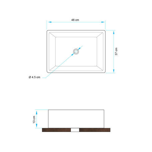 Bacha Rectangular de Apoyo Blanca 48 cm 000