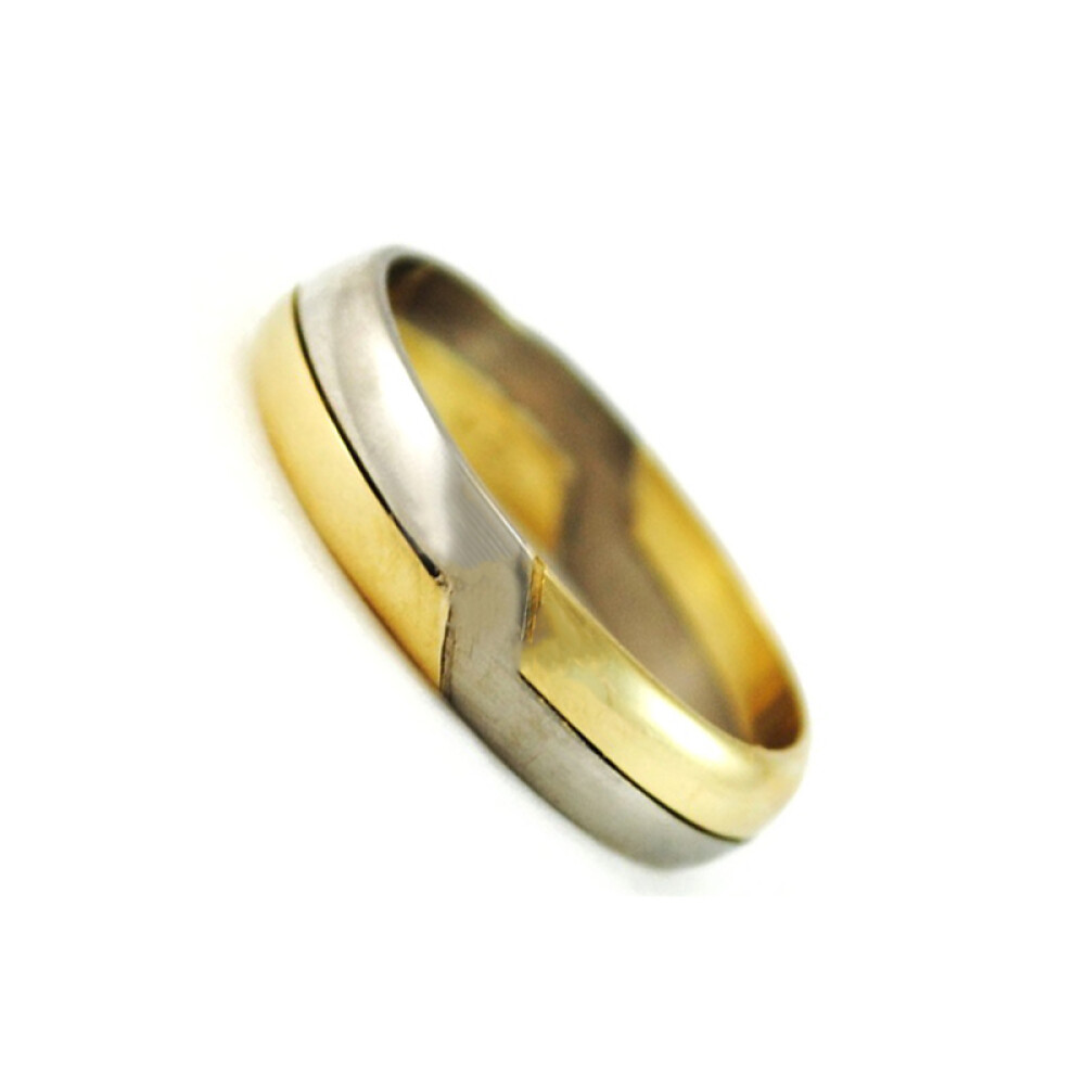 Par de alianzas de 4,5 mm de ancho en oro 18K dos tonos Par de alianzas de 4,5 mm de ancho en oro 18K dos tonos