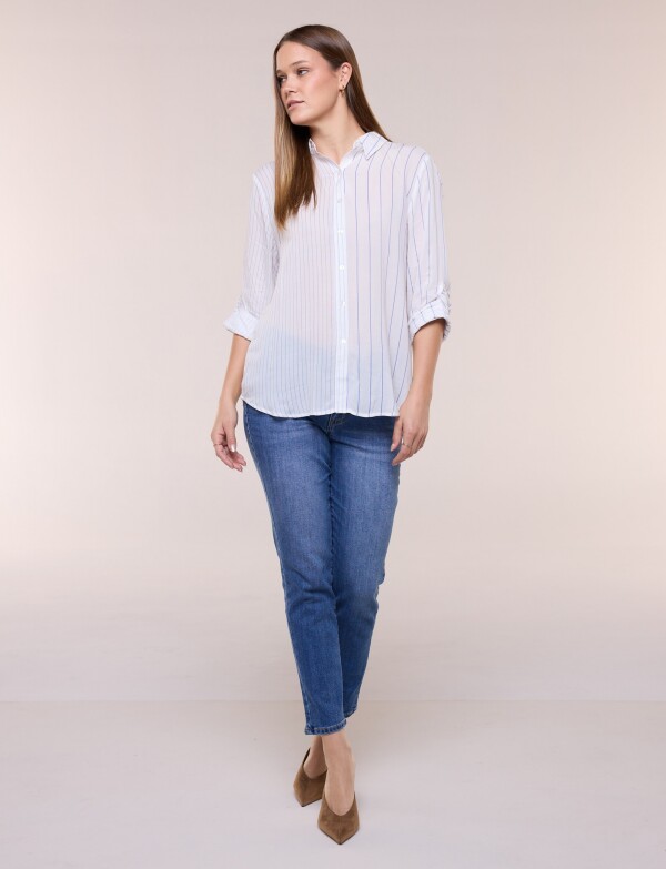 Camisa Lineas BLANCO/AZUL
