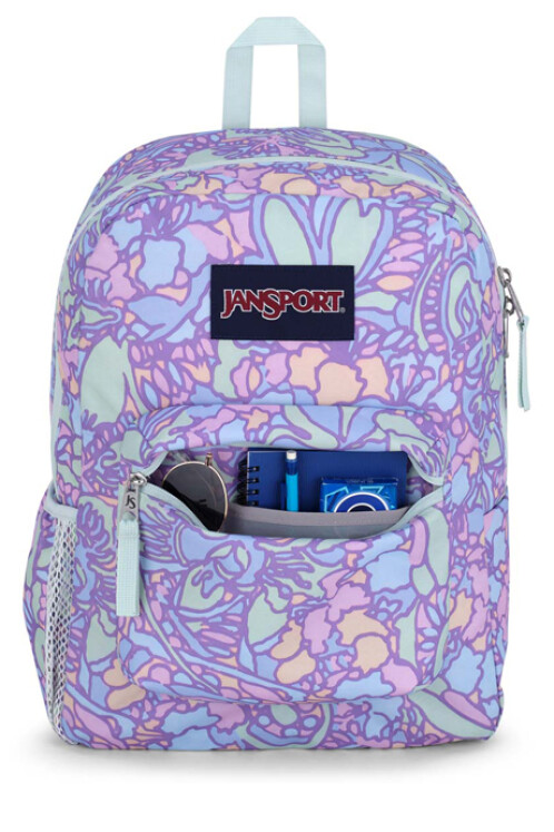 MOCHILA JANSPORT CROSS TOWN FLUID FLORAL PASTEL LILAC