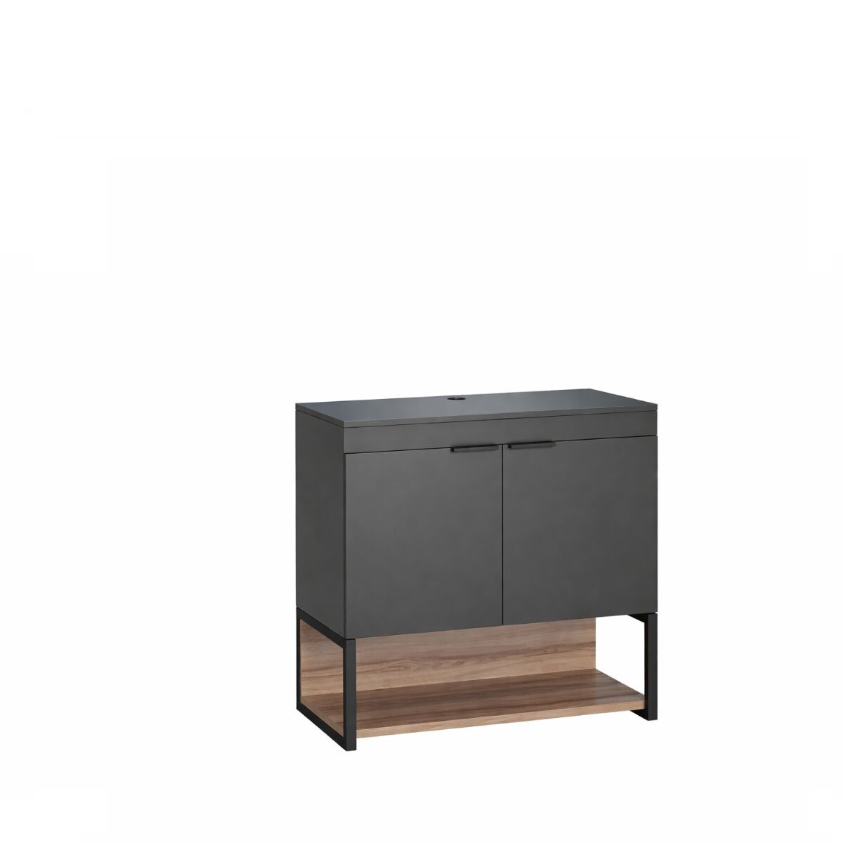 Mueble De Baño Suspendido Salvia Negro 60cm Con Tapa Sin Bacha 