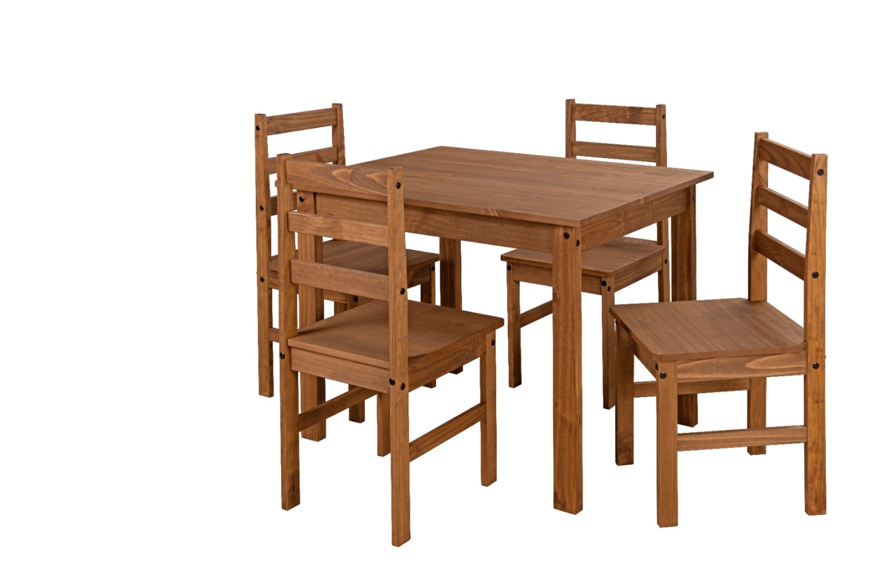 JUEGO DE COMEDOR 4 SILLAS PINO CERA NATURAL 100x80 