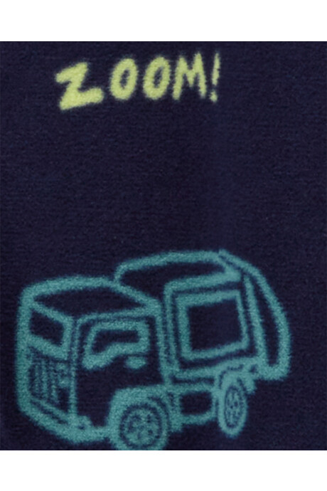 Pijama uno pieza de micropolar, con pie, diseño transportes Sin color
