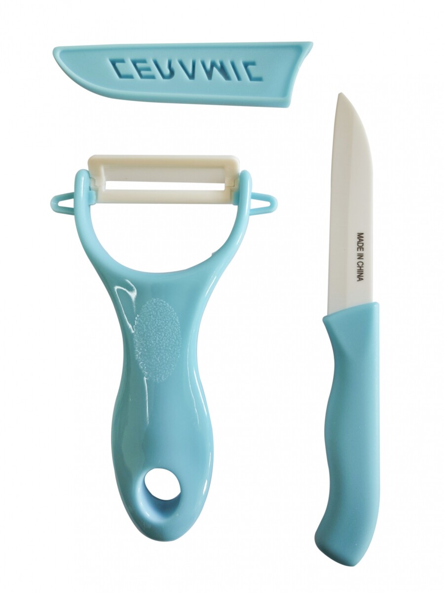Set cuchillo y pelador - celeste 