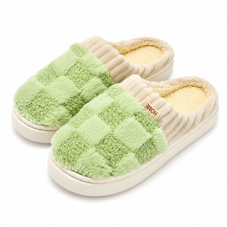 Pantufla de Felpa Super Abrigadas Antideslizante Unisex Verde Claro