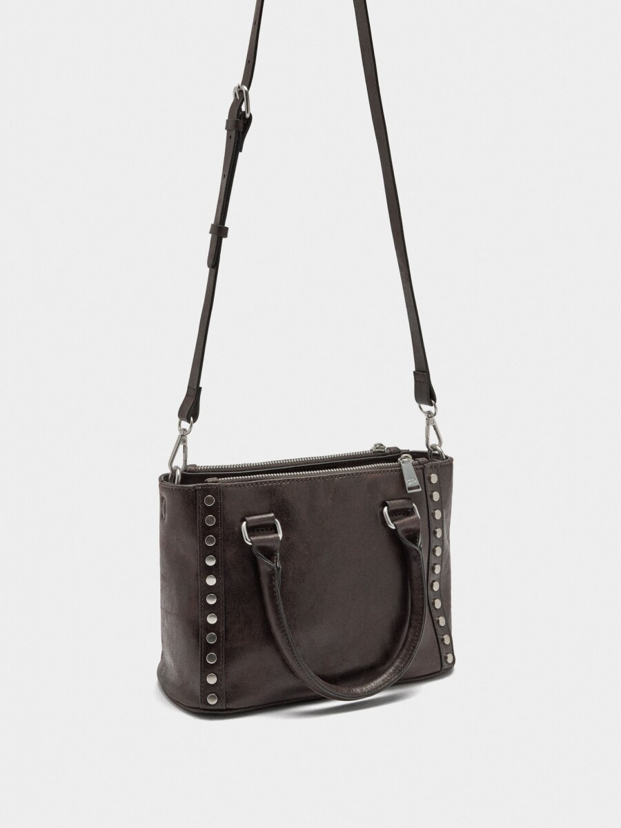 Bolso Tote Con Tachuelas marron