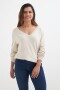 Sweater escote en V liso BEIGE
