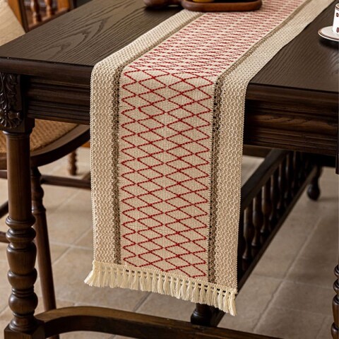 Sendero caminero de mesa cuadrícula 30x180 cm rojo