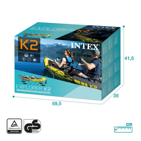 Kayak Intex Bote Inflable 2 Personas + Remo +inflador Kayak Intex Bote Inflable 2 Personas + Remo +inflador