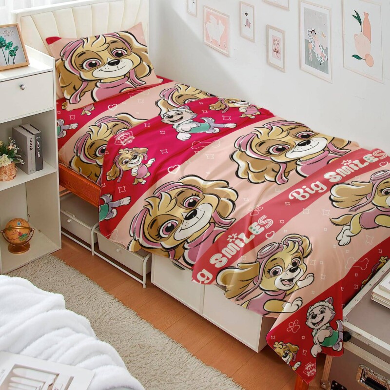 Juego De Sábanas Nickelodeon Infantil 1 Plaza Paw Patrol Para Dormitorio Infantil Paw Patrol Rosa