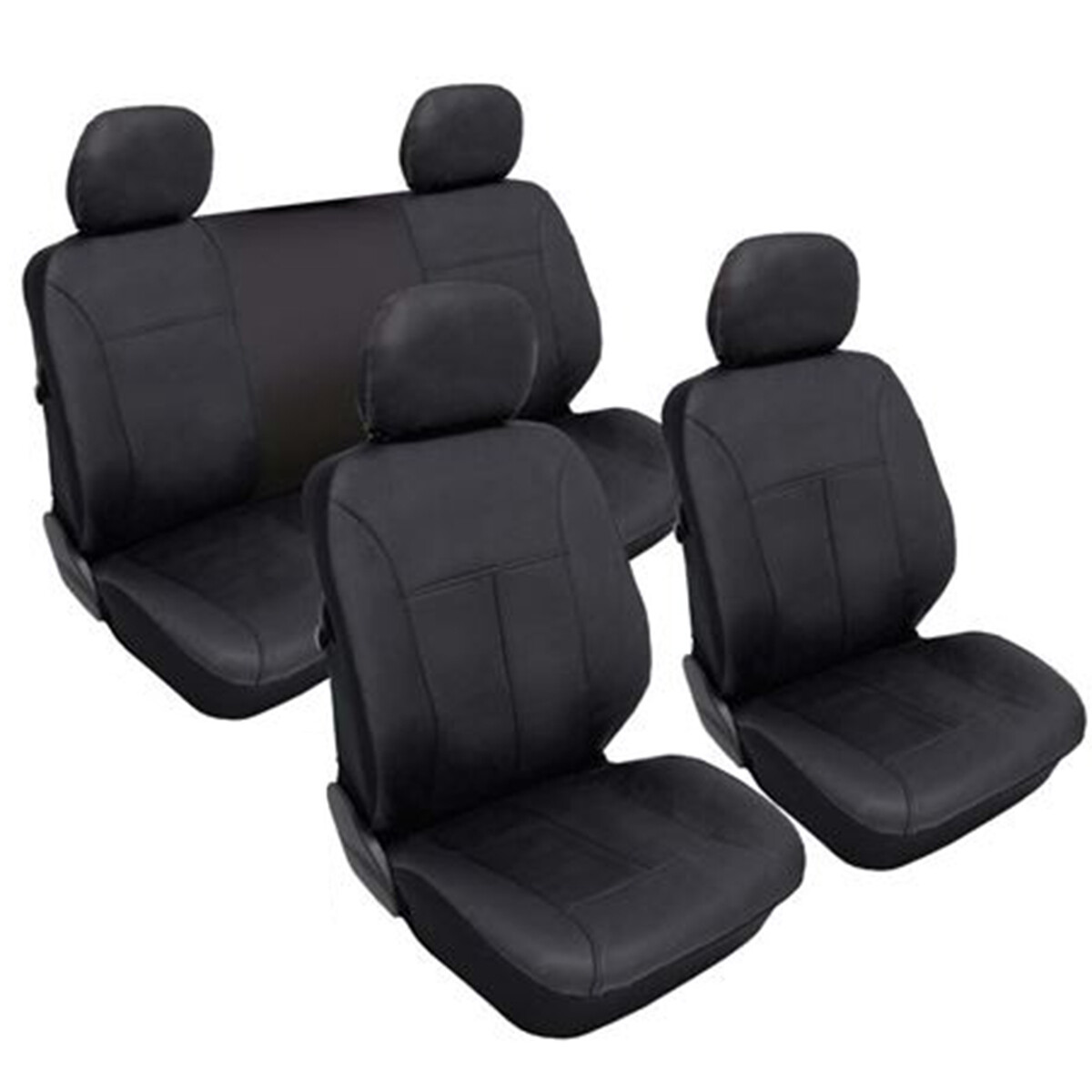 Juego de cubre asiento para autos en cuero ecológico - NEGRO 