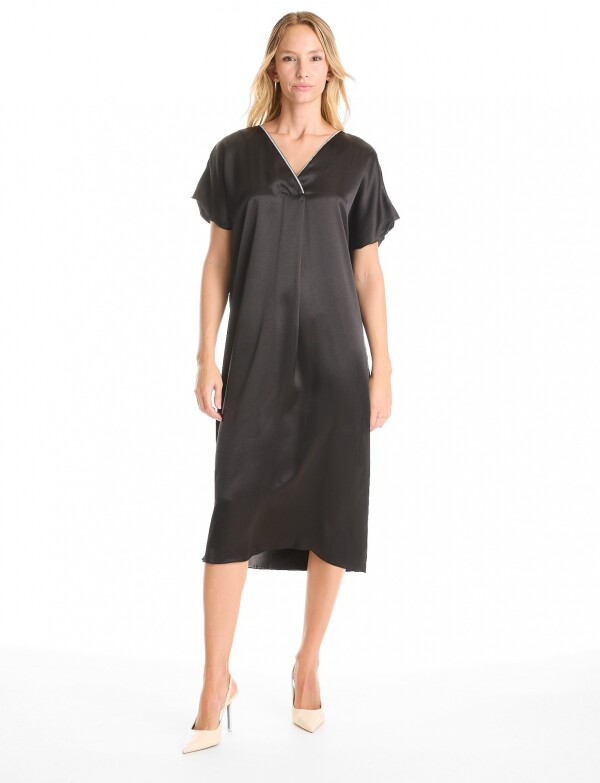 Vestido Saten & Strass NEGRO