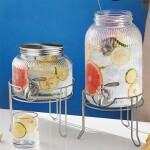 DISPENSADOR 5L VIDRIO RAYITAS BASE METAL PLATA DISPENSADOR 5L VIDRIO RAYITAS BASE METAL PLATA