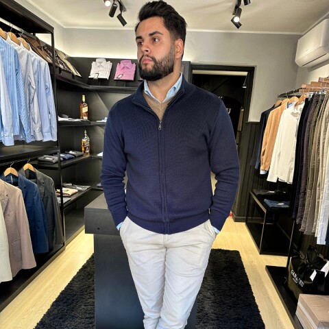 Campera Tejida Azul Marino