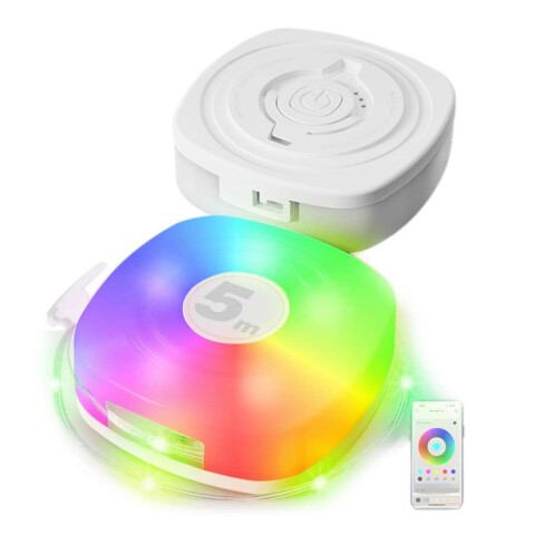 Cinta Tira Luz Led RGB Retráctil 5 Mts Bluetooth Recargable Color Blanco