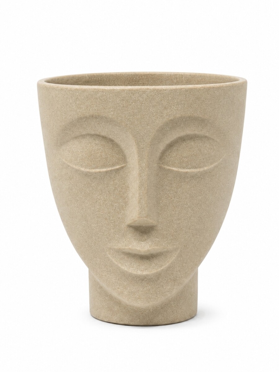 MACETA FACE MUJER PLASTICA BEIGE