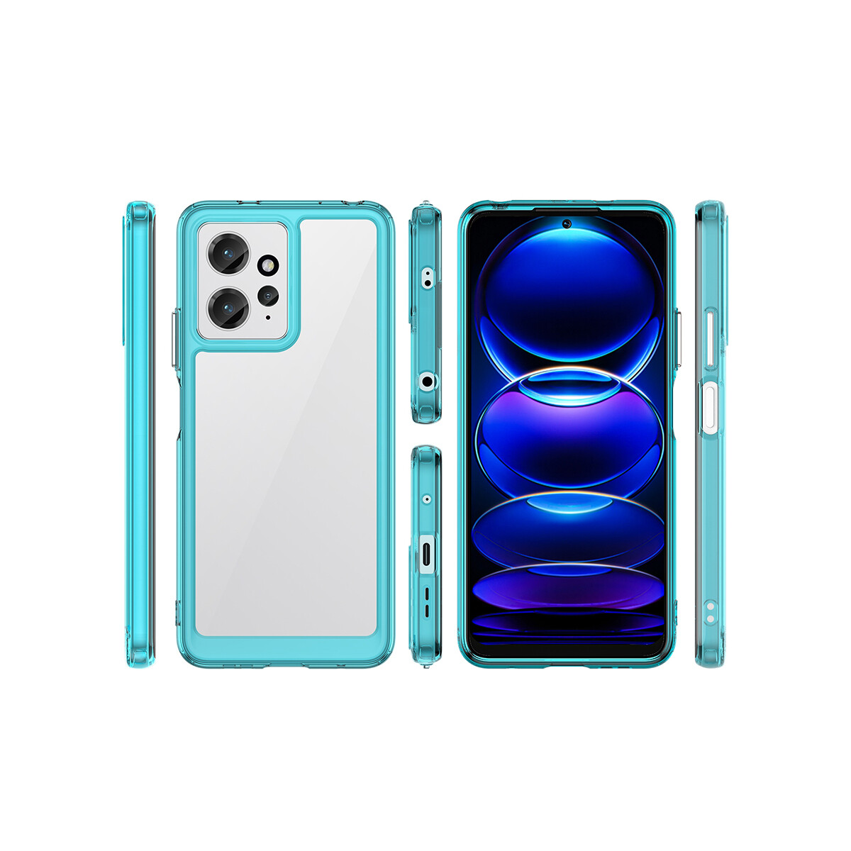 Case Transparente con Borde de Color Xiaomi Redmi 12 Turquesa