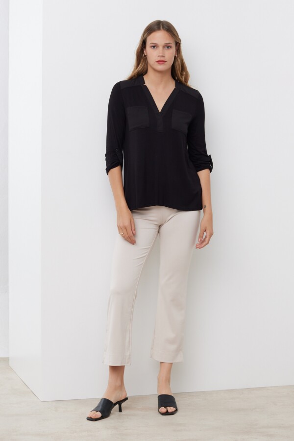 Blusa Bolsillos NEGRO