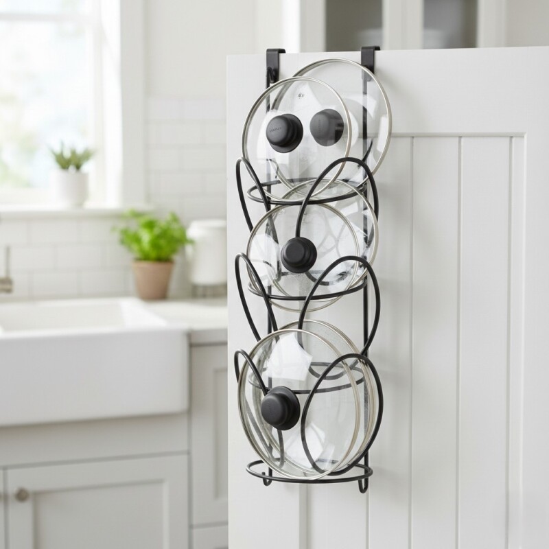 ORGANIZADOR METAL NEGRO P/TAPA DE OLLAS Unica