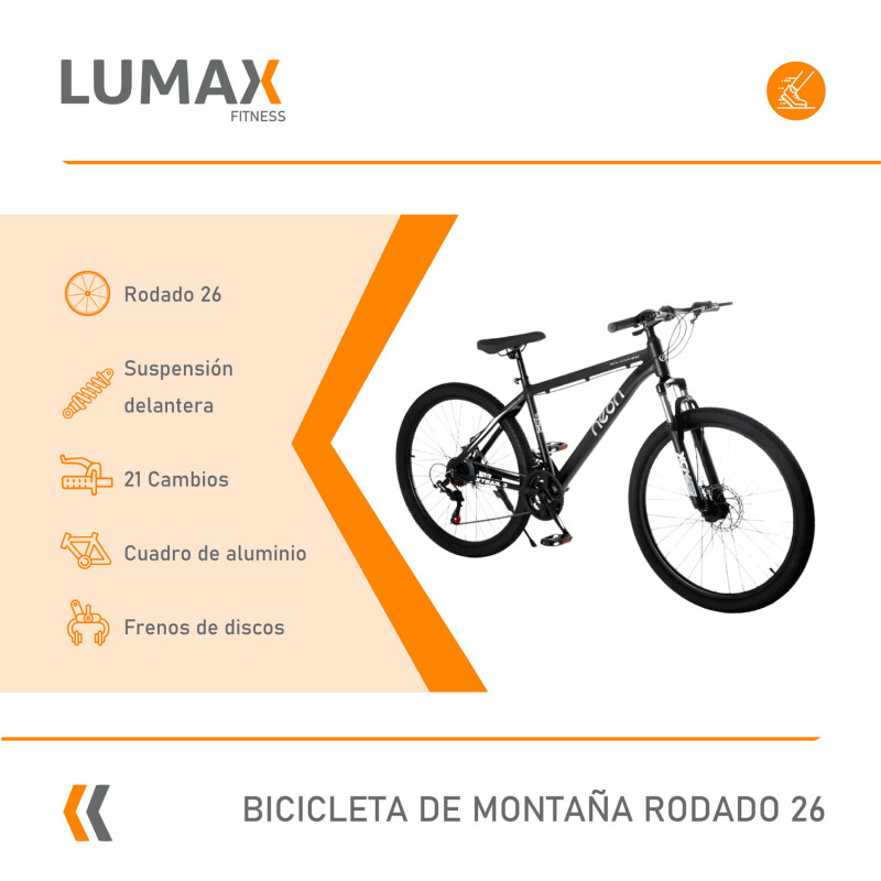 Bicicleta Montaña 26 Cuadro Aluminio Freno Disco 21 Cambios Negro