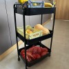 Carro Organizador metálico 3 Estantes y Ruedas Negro
