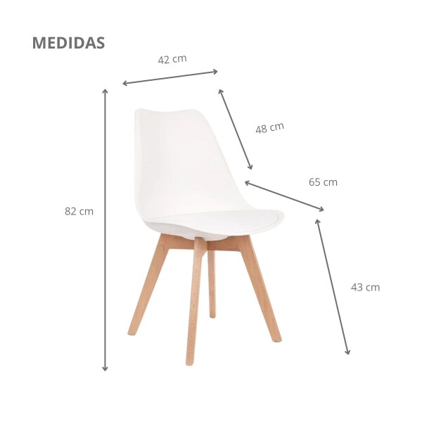 Silla de Comedor Nórdica Estilo Eames de Madera Acolchonada Color Blanco Silla de Comedor Nórdica Estilo Eames de Madera Acolchonada Color Blanco