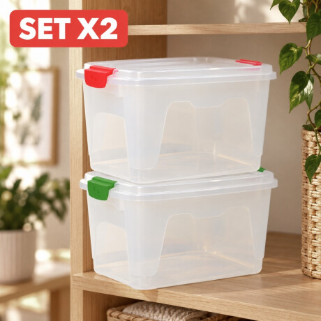 Set x2 Caja organizadora 12 lts Alta TRANSPARENTE