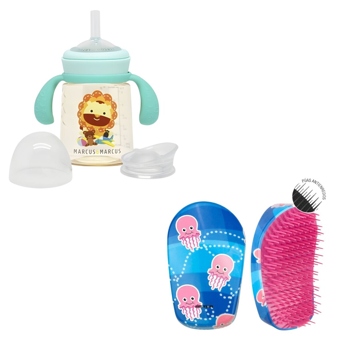 Combo Infantil Cepillo Beter + Vaso Marcus 180ml - Celeste 