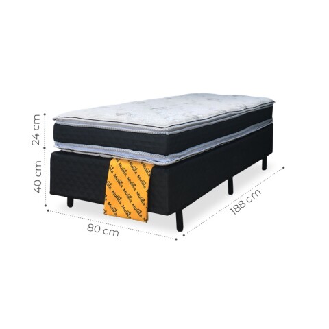 Sommier 1 Plaza Box Patas de Polipropileno con Colchón Dubai EPS y Doble Pillow 130 Kg Sommier 1 Plaza Box Patas de Polipropileno con Colchón Dubai EPS y Doble Pillow 130 Kg