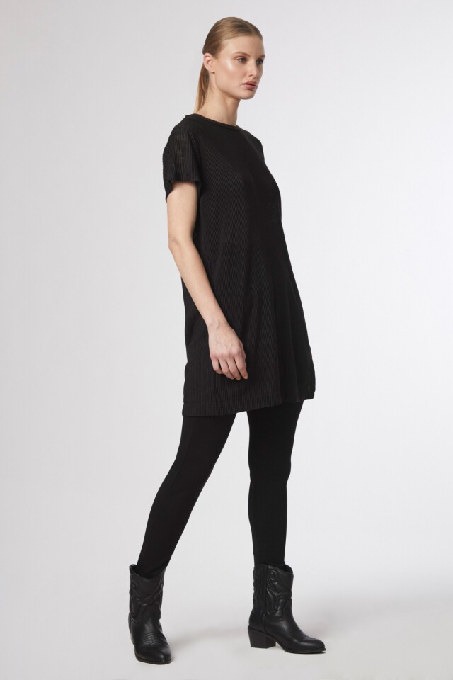 Blusa canale asimetrica negro