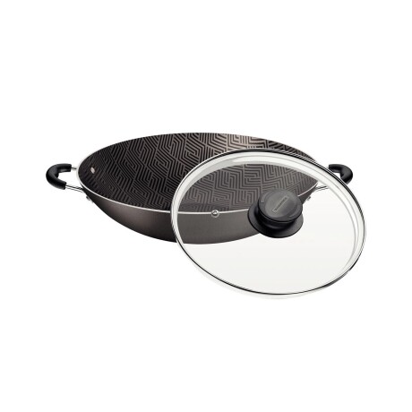 Wok con Tapa en Aluminio Tramontina Paris con Antiadherente Starflon Max Negro 32cm Negro