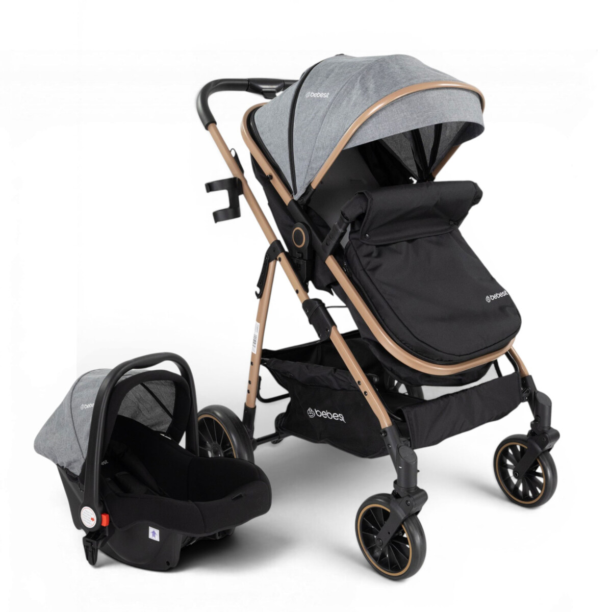 Coche Travel System Jumbo con Baby Silla Ruedas Todo Terreno 