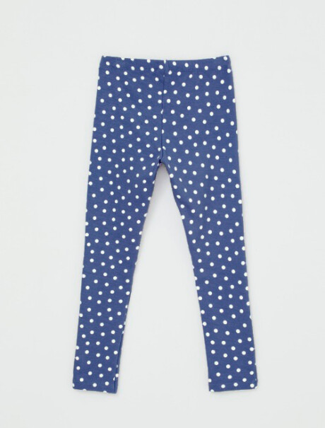 CALZA BÁSICA CON ESTAMPADO EN TELA ACANALADA AZUL