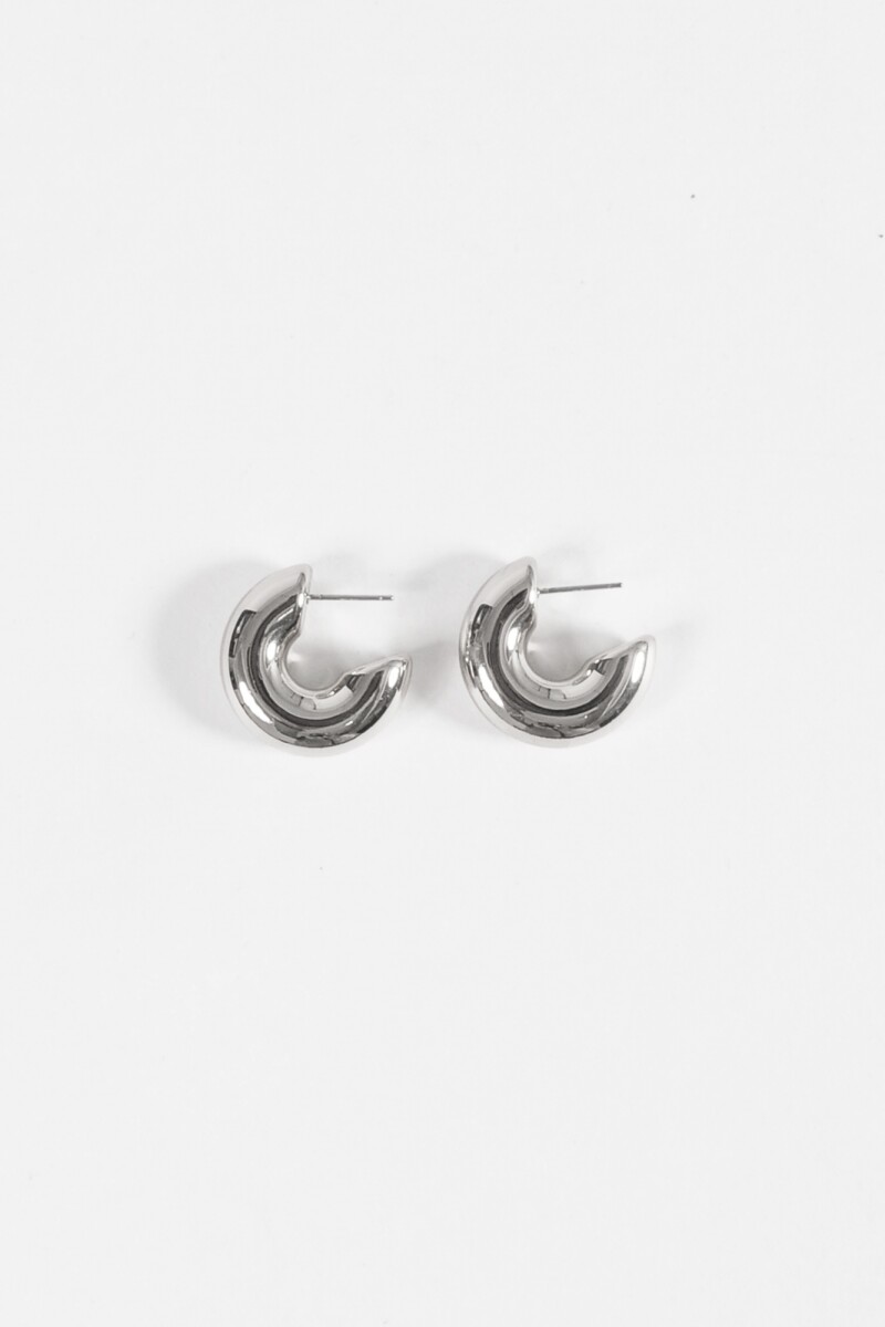 Aros gruesos pin rectangular plateado