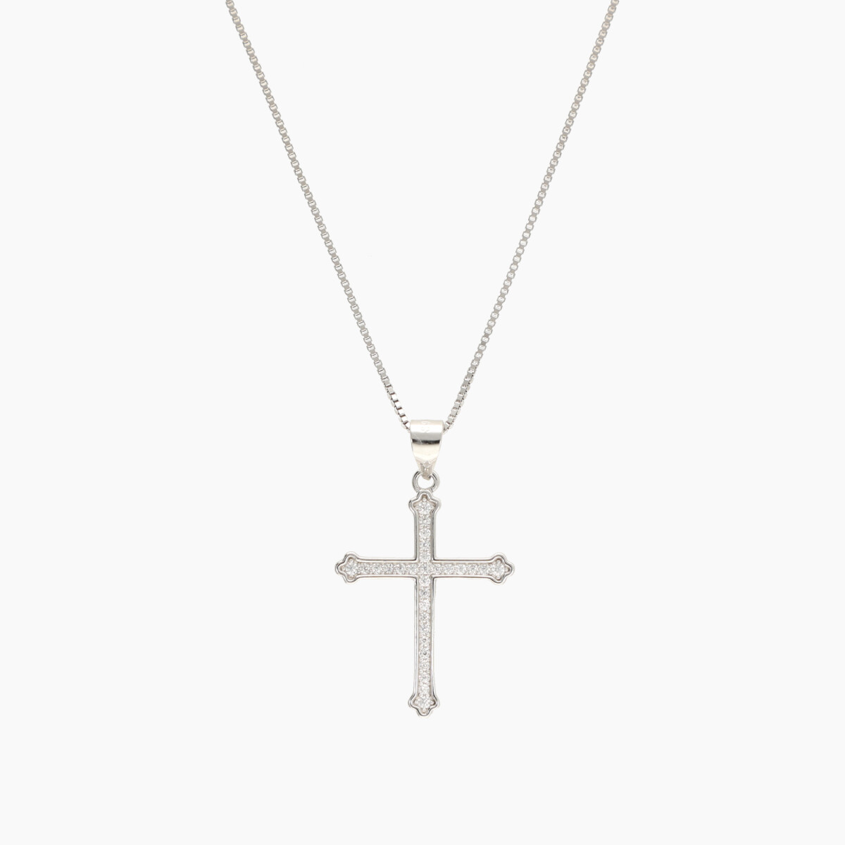 Cadena Con Dije De Cruz En Plata 925 Con Circonias 