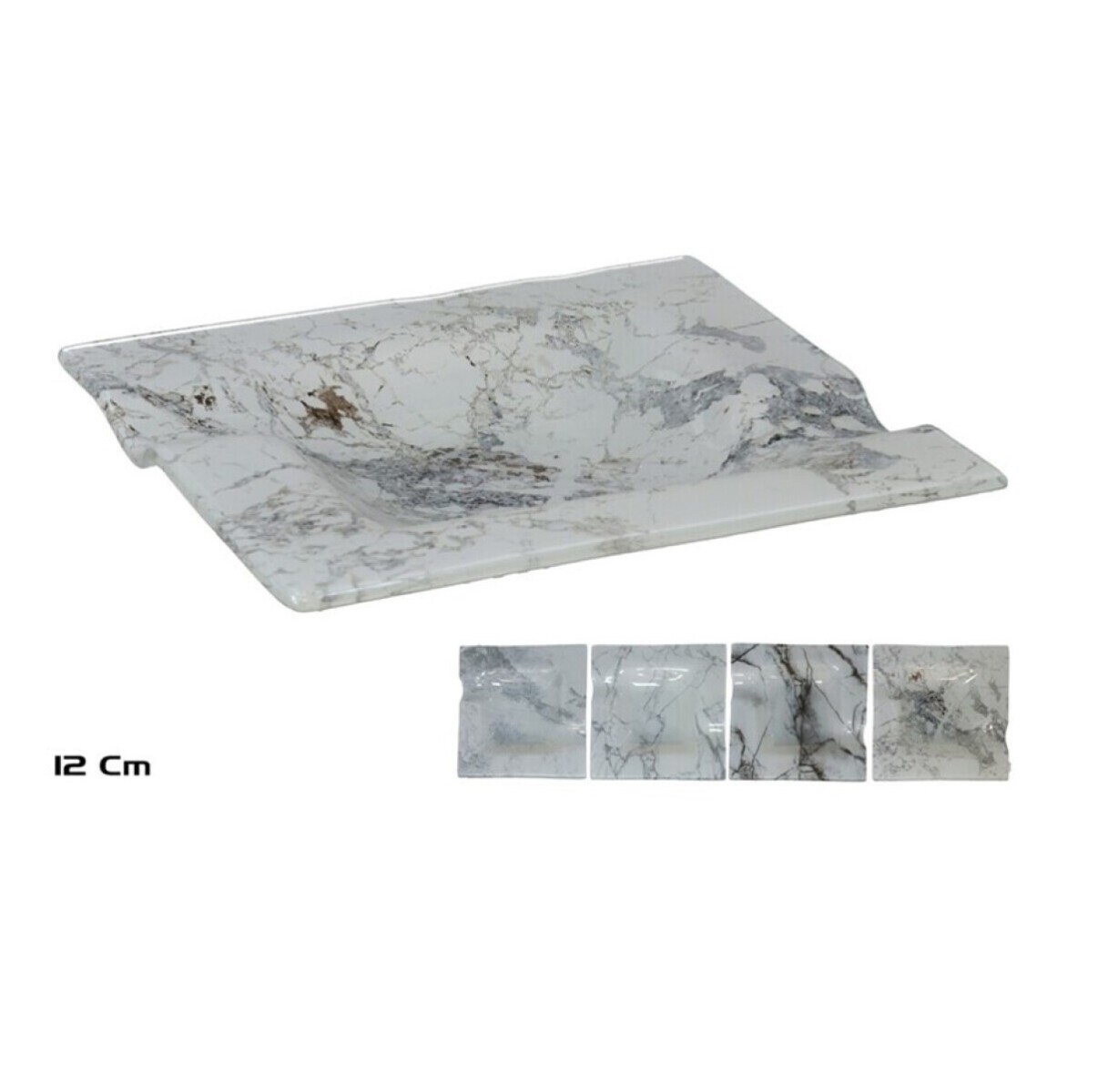 Cenicero Cuadrado Cristal Marmol 12x12Cm 