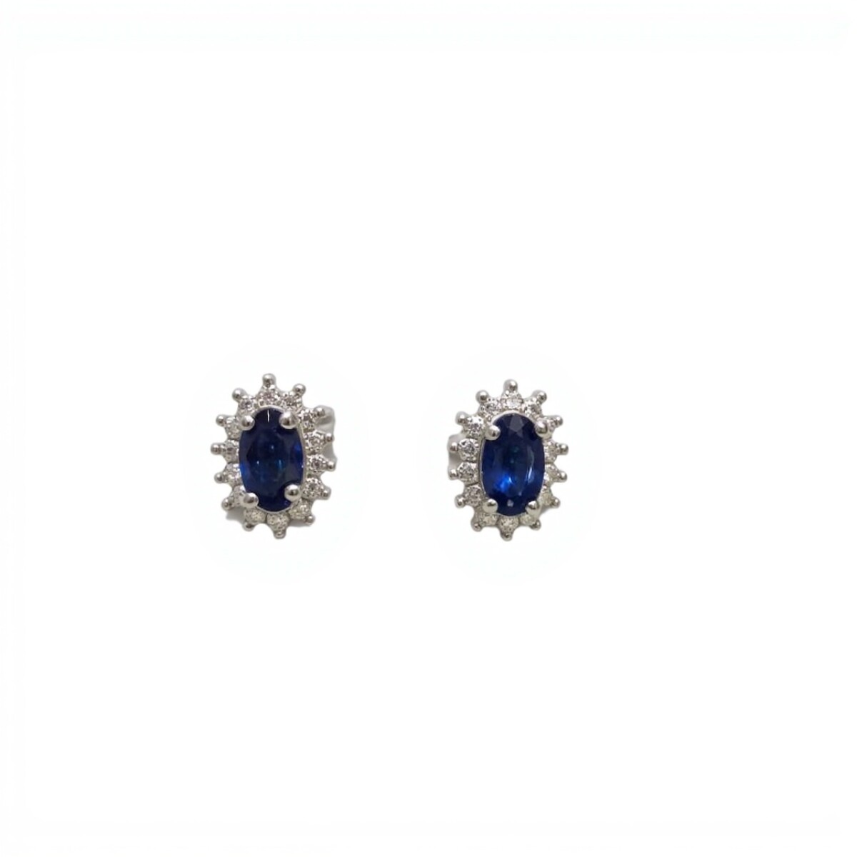 Caravanas Oval-Plata 925-Con Zirconia y Zafiro-CA4042 - conpiedra 