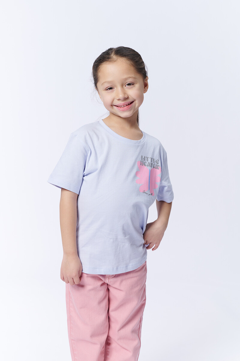 Remera Manga Corta Estampa Little Heaven Celeste