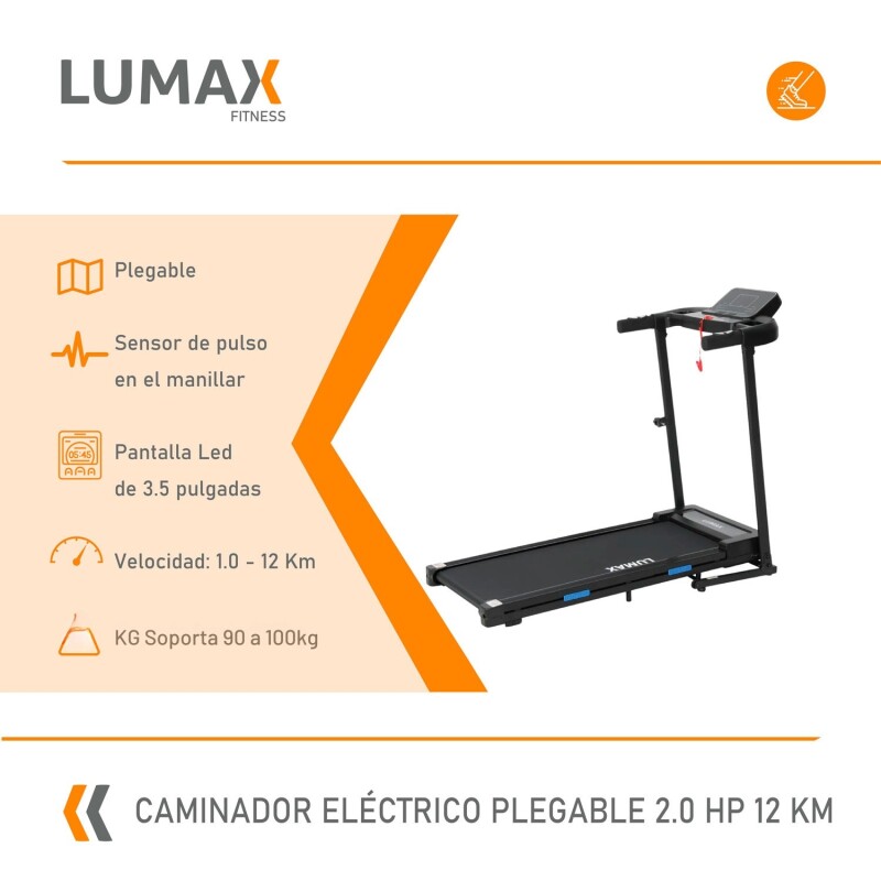 Caminador Electrico Lumax Plegable fitness 2.0 HP 12 km/h Caminador Electrico Lumax Plegable fitness 2.0 HP 12 km/h