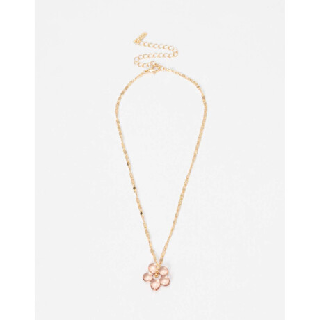 Collar Con Dije Acrílico Dorado