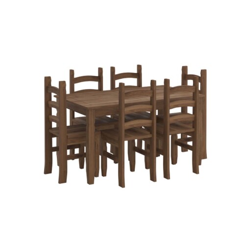 Juego De Comedor 6 Sillas - Corona - Madera Oscuro