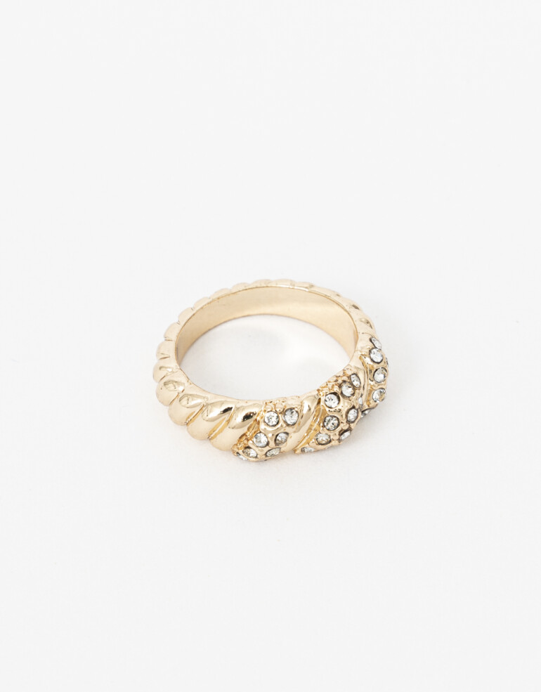 Anillos Medianos y Grandes Metal Anillo Metal Y Strass - Dorado