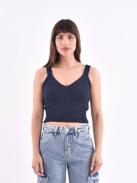 MUSCULOSA TEJIDA CAROLA AZUL OSCURO