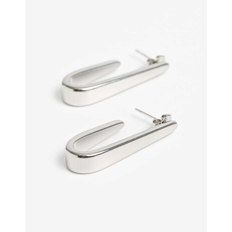 Aros Colgantes Cortos Metal Plateado