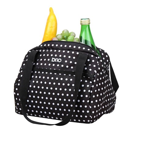 brio Freeze Lunchera Congelable Daytona Negra puntos blancos