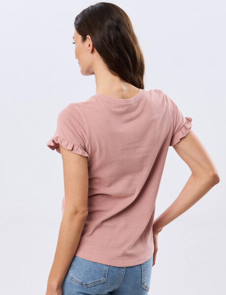 REMERA DE ALGODÓN CON VOLADO Rosado